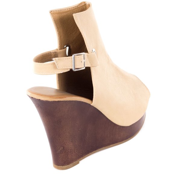 Women's Wedge Sandals, Beige - Picture 3 of 3
